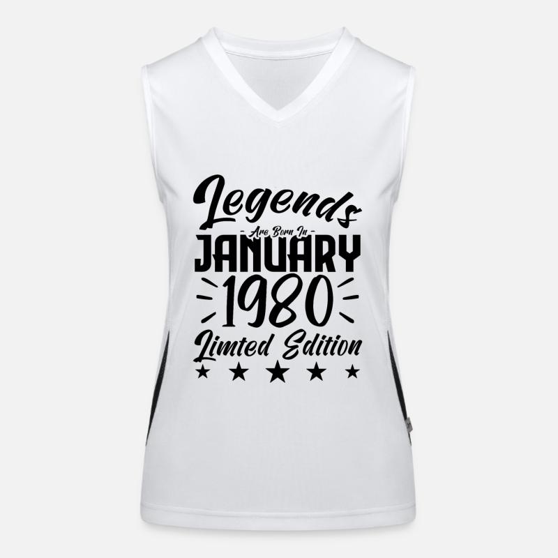 Geboren im Januar 1980. Geburtstagsgeschenk. Funktionelles Kontrast-Tank Top für Frauen