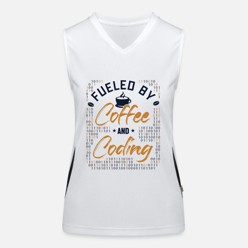 Fueled by Coffee and Coding Coder Software Women's Functional Contrast Tank Top