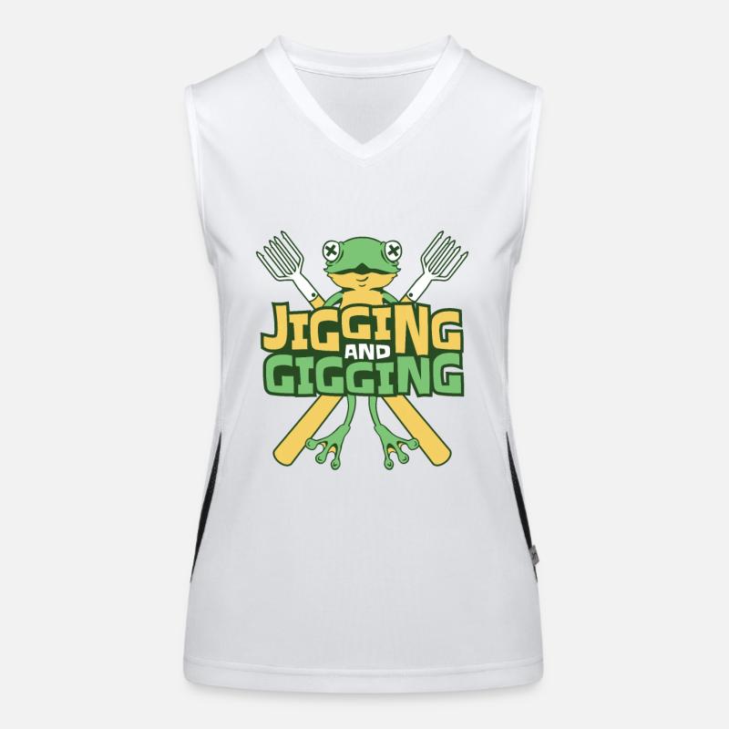 Jigging And Gigging Toad Tadpole Frog Catcher Women's Functional Contrast Tank Top