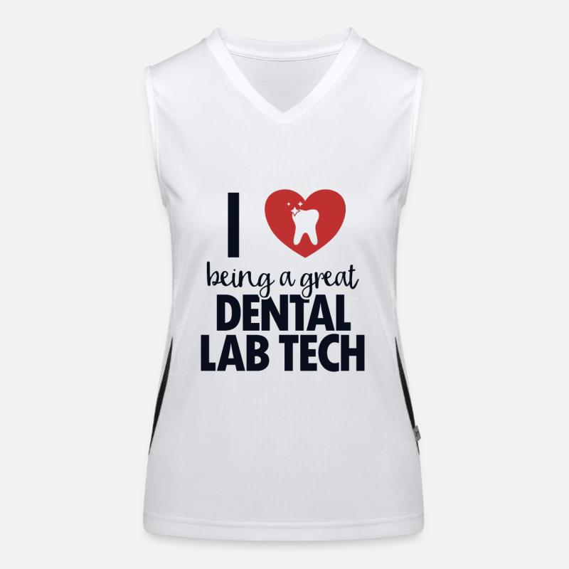 I love Dental Lab Tech Dentallabor Zahnlabor Funktionelles Kontrast-Tank Top für Frauen