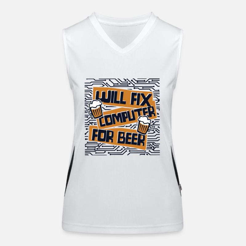 Will Fix Computer For Beer IT Operations Admin Women's Functional Contrast Tank Top