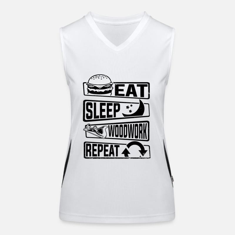 Manger dormir Menuiserie Répéter Charpentier Technicien en bois Débardeur respirant contrasté Femme