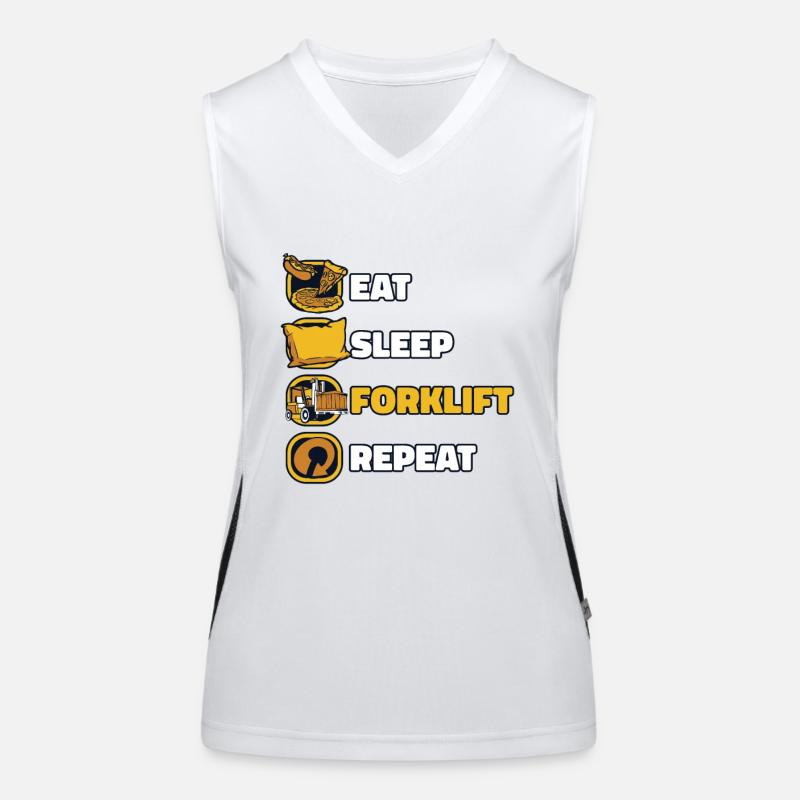 Eat Sleep Forklift Repeat Forklift Driver Women's Functional Contrast Tank Top