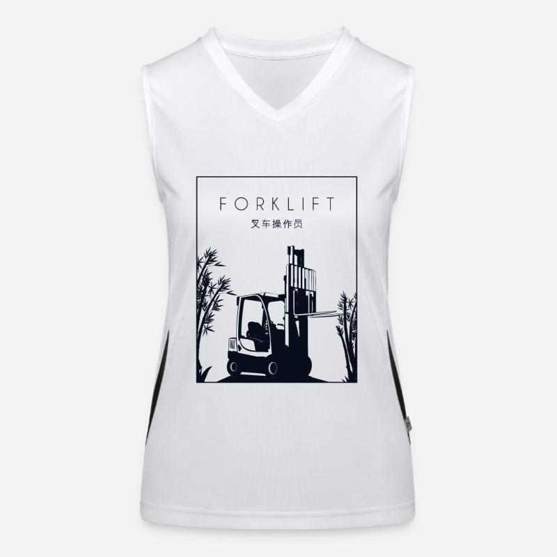 Forklift Chinese Hanzi Teleskoplader Gabelstapler Funktionelles Kontrast-Tank Top für Frauen