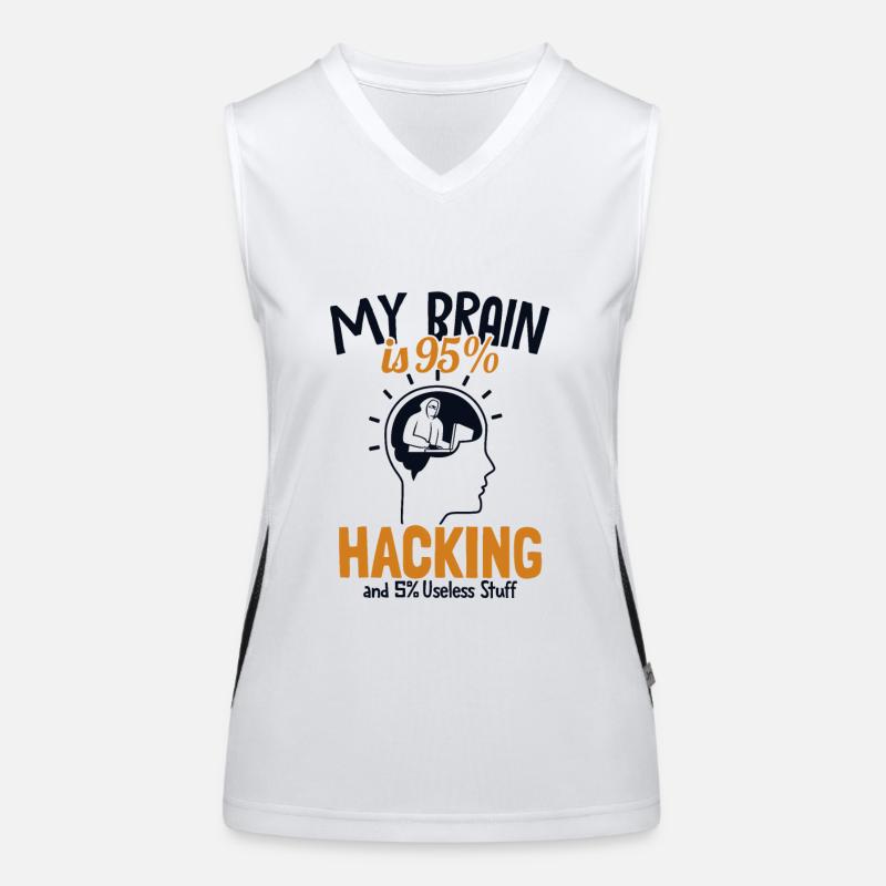 My Brain is 95% Hacking Sniffer Social Funktionelles Kontrast-Tank Top für Frauen