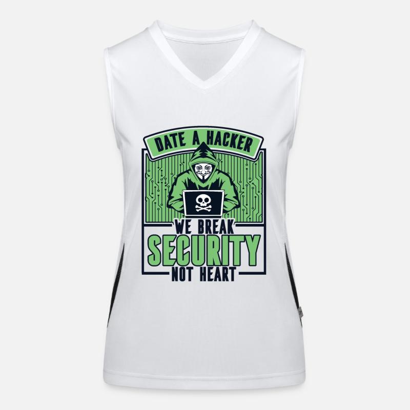 Date Hacker We Break Security Not Heart Phishing Women's Functional Contrast Tank Top