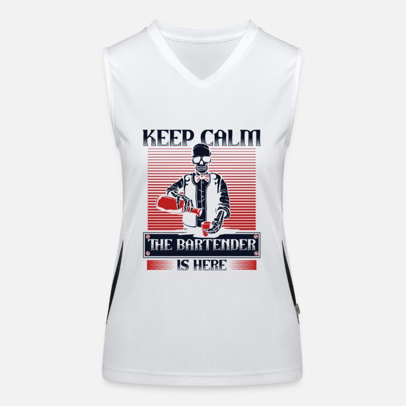 Keep Calm The Bartender Is Here Mixologist Funktionelles Kontrast-Tank Top für Frauen