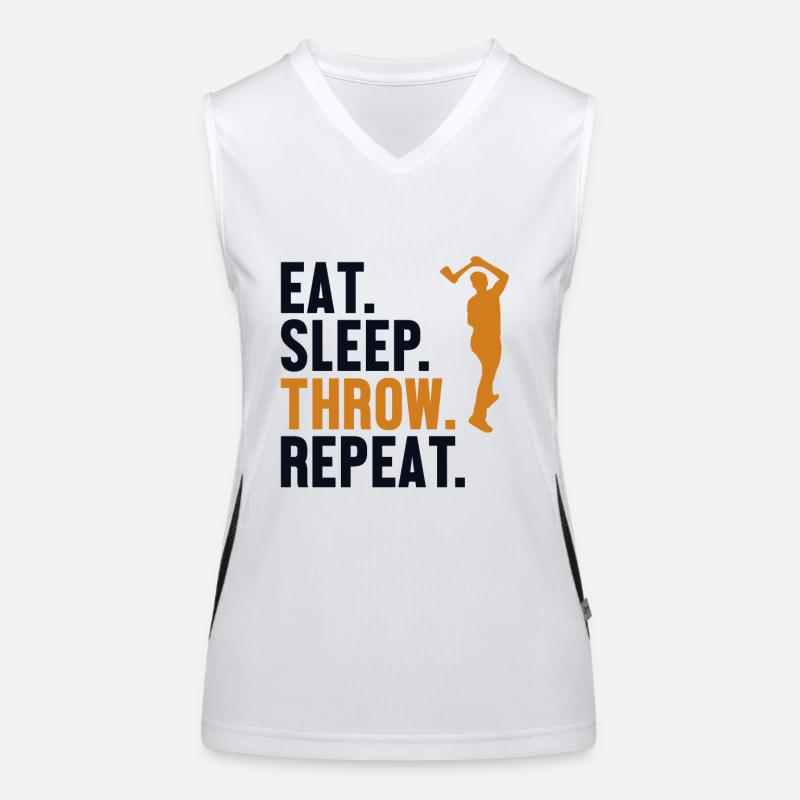 Manger Dormir Lancer Répéter Concours de lancer de hache Débardeur respirant contrasté Femme