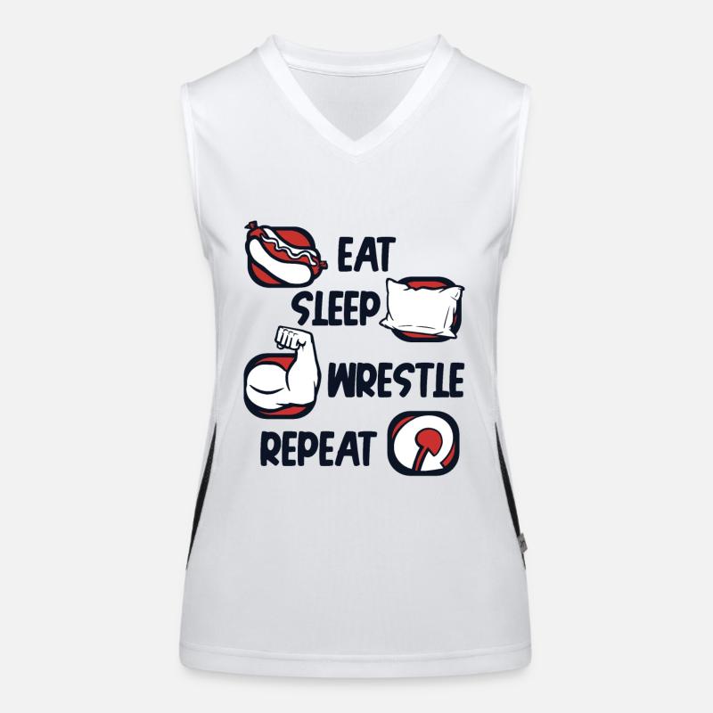Eat Sleep Wrestle Repeat Techniques Exercise Arm Funktionelles Kontrast-Tank Top für Frauen