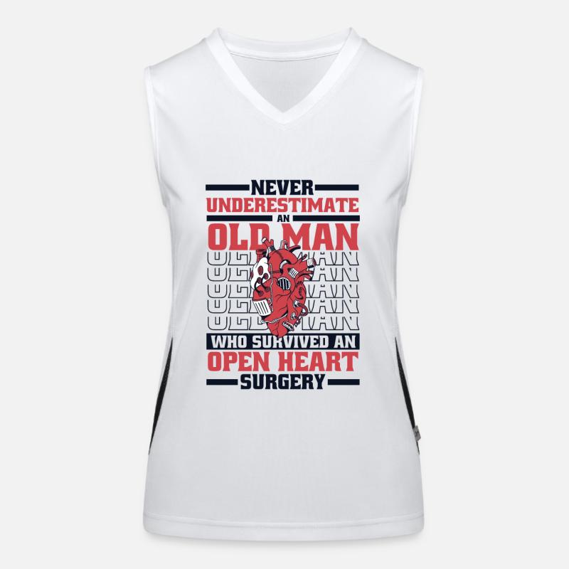 Unterschätze niemals einen alten Mann, der das Herz überlebt hat Funktionelles Kontrast-Tank Top für Frauen