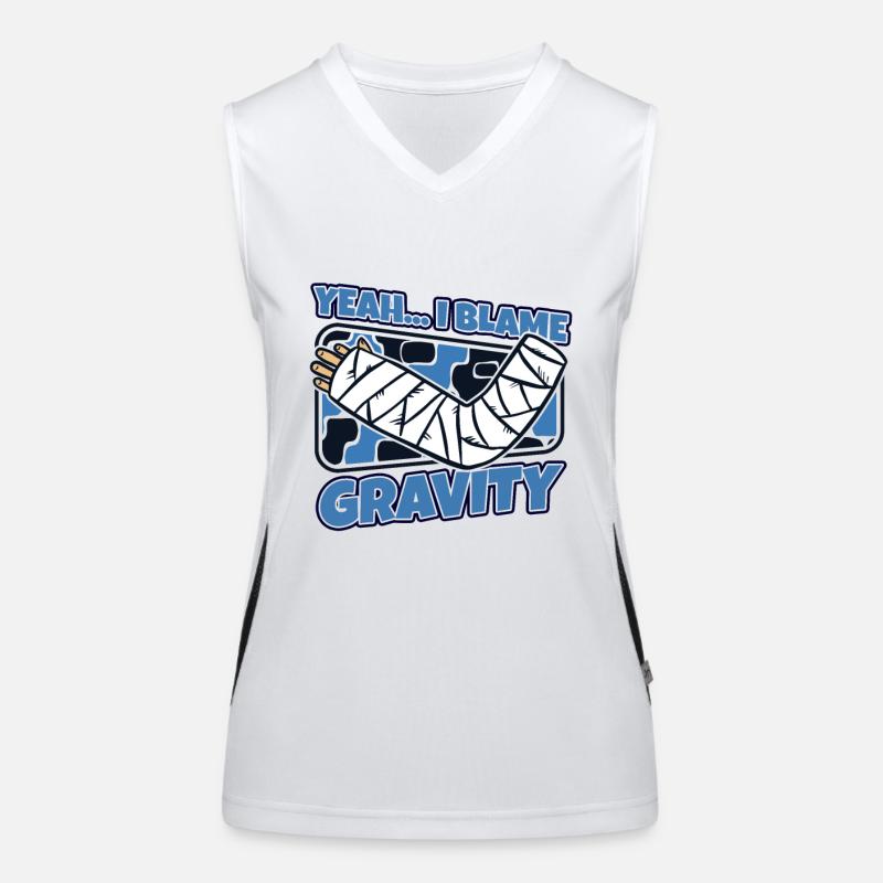 I Blame Gravity Broken Bone Broken Finger Bone Women's Functional Contrast Tank Top