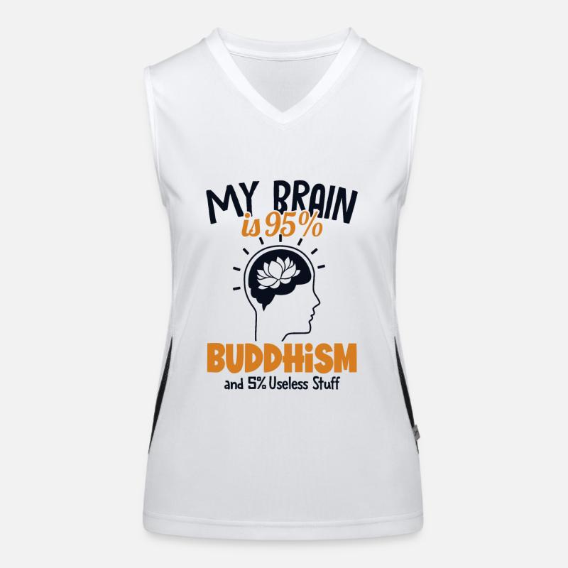 My Brain is 95% Buddhism Buddhist Symbol Statue Women's Functional Contrast Tank Top
