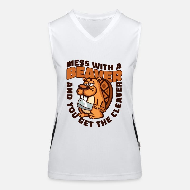 Mess With A Beaver And Get The Cleaver Eurasian Women's Functional Contrast Tank Top