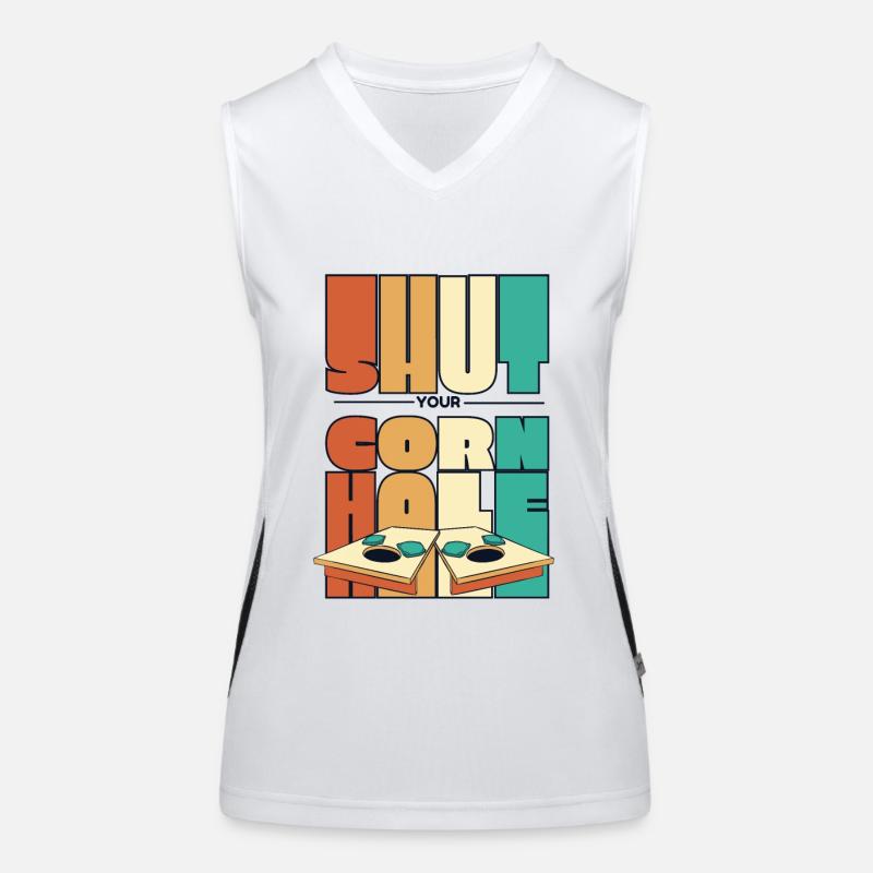Halt deine Cornhole Spielbretter Sitzsack Cornhole Funktionelles Kontrast-Tank Top für Frauen