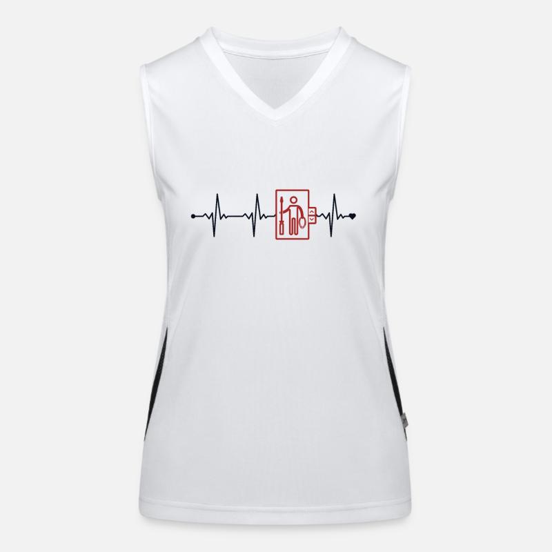 Elevator Technician Heartbeat Repair Elevator Women's Functional Contrast Tank Top