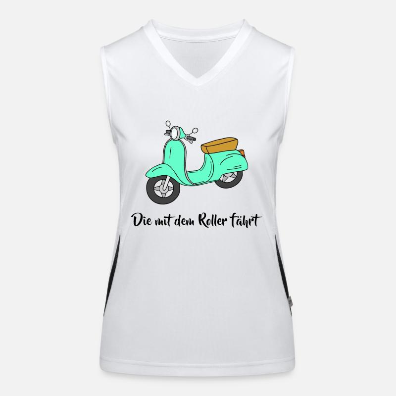 Motorroller - Die mit dem Roller fährt Funktionelles Kontrast-Tank Top für Frauen