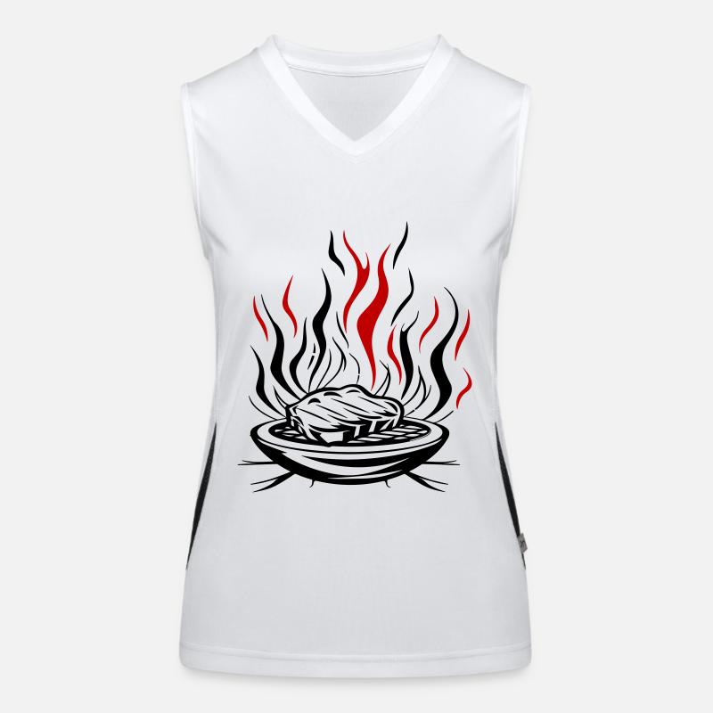 Grill Flame Meat Bbq Women's Functional Contrast Tank Top