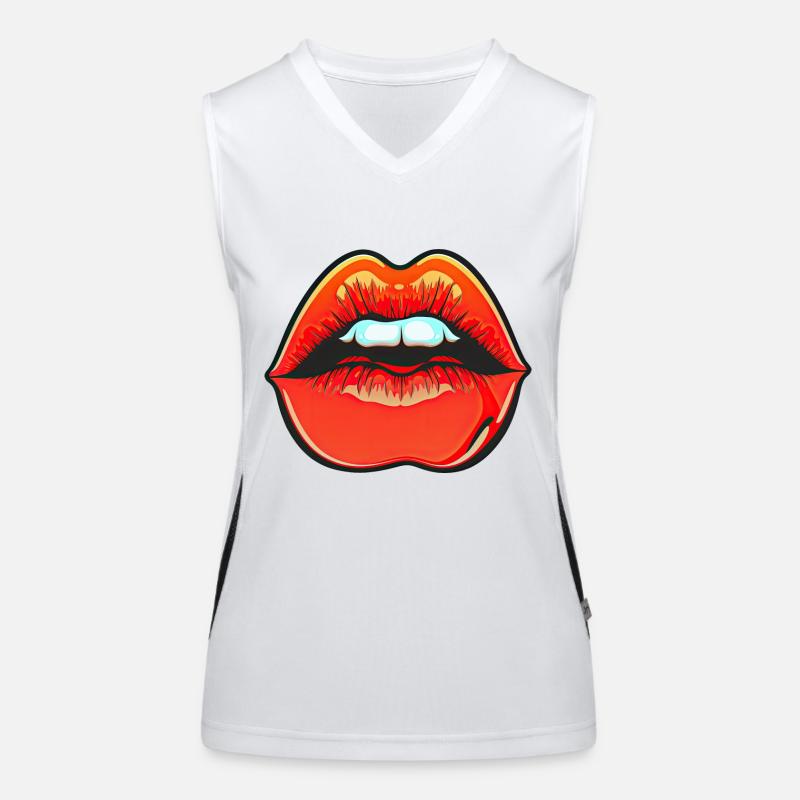 Teasing Red Lipstick Lips Women's Functional Contrast Tank Top