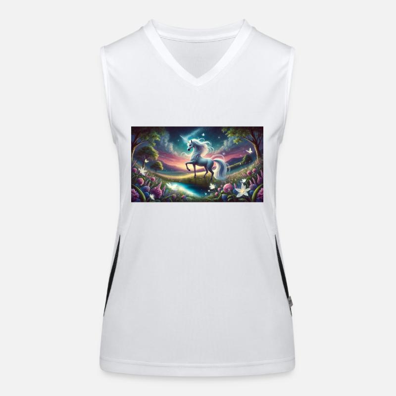 Ein mystisches Einhorn mit Aurora Boreralis Funktionelles Kontrast-Tank Top für Frauen