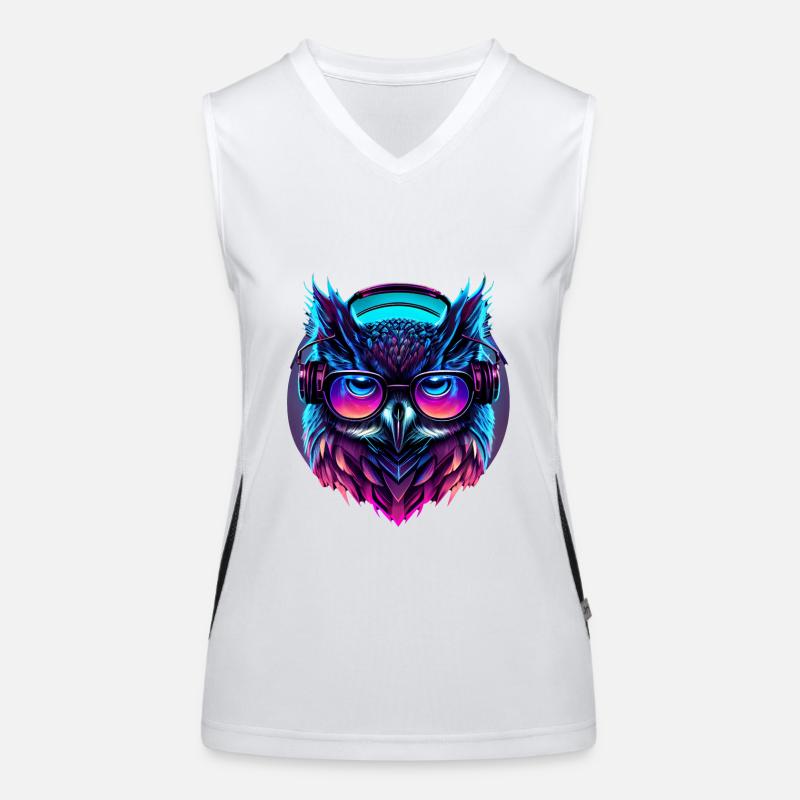 Electronic Music Retrowave Synthwave Outrun Owl Women's Functional Contrast Tank Top