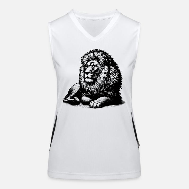 Reclining lion, predator, big cat, lion design Women's Functional Contrast Tank Top