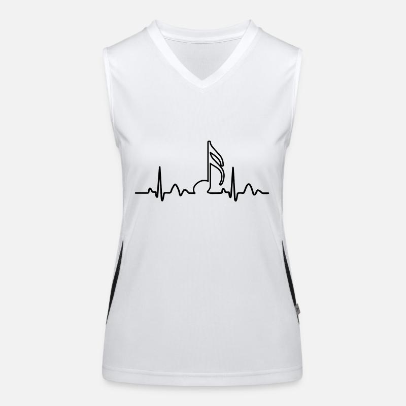 Lines of Heart, heart pulse 1/16 note for Women's Functional Contrast Tank Top