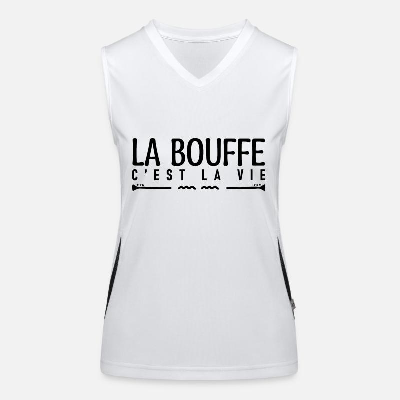La bouffe c'est la vie. J'aime la bouffe. Débardeur respirant contrasté Femme