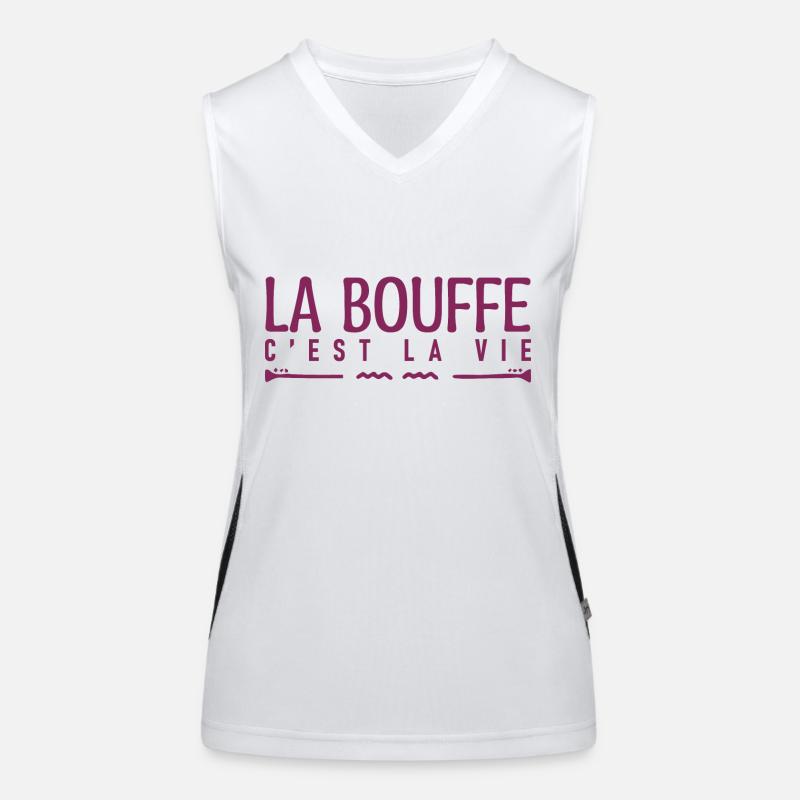La bouffe c'est la vie. J'aime la bouffe. Débardeur respirant contrasté Femme