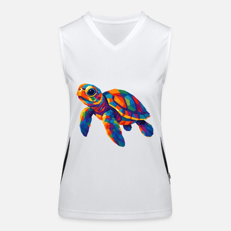 WPAP Polygon Style Animals Sea Turtle Women's Functional Contrast Tank Top