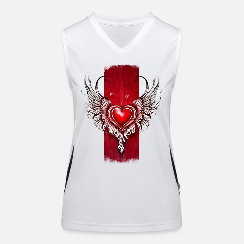 Seraphic Affection: Winged Heart Women's Functional Contrast Tank Top