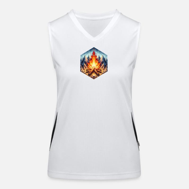 A polygon-style campfire Women's Functional Contrast Tank Top