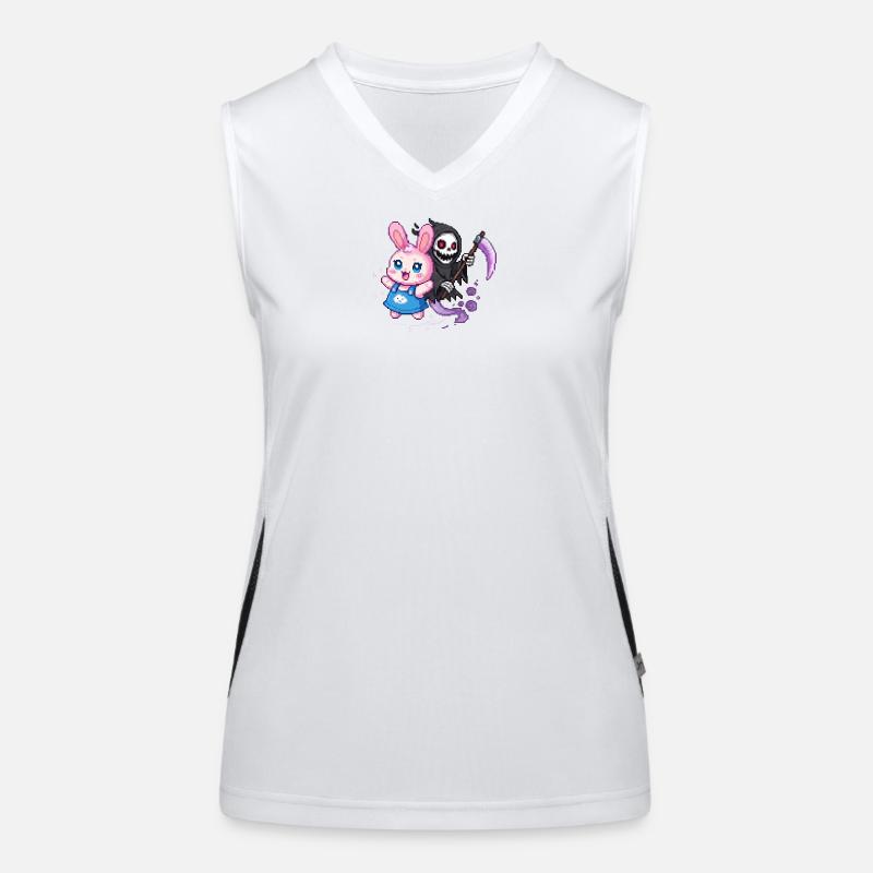  Pastel Goth Hase trifft Sensenmann Pixel Art Funktionelles Kontrast-Tank Top für Frauen