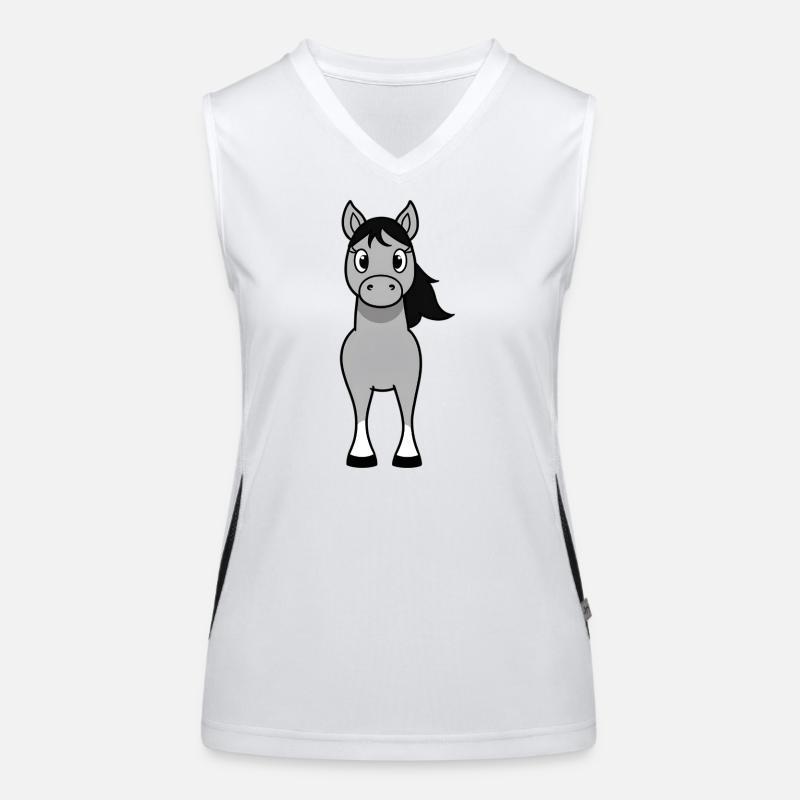 Grauer Pony mit schwarzer Mähne Funktionelles Kontrast-Tank Top für Frauen