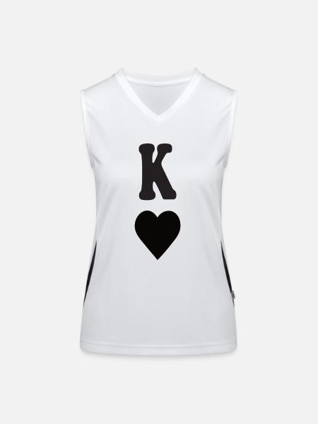 König Herz - Funktionelles Kontrast-Tank Top für Frauen - Weiß/Schwarz - Vorne