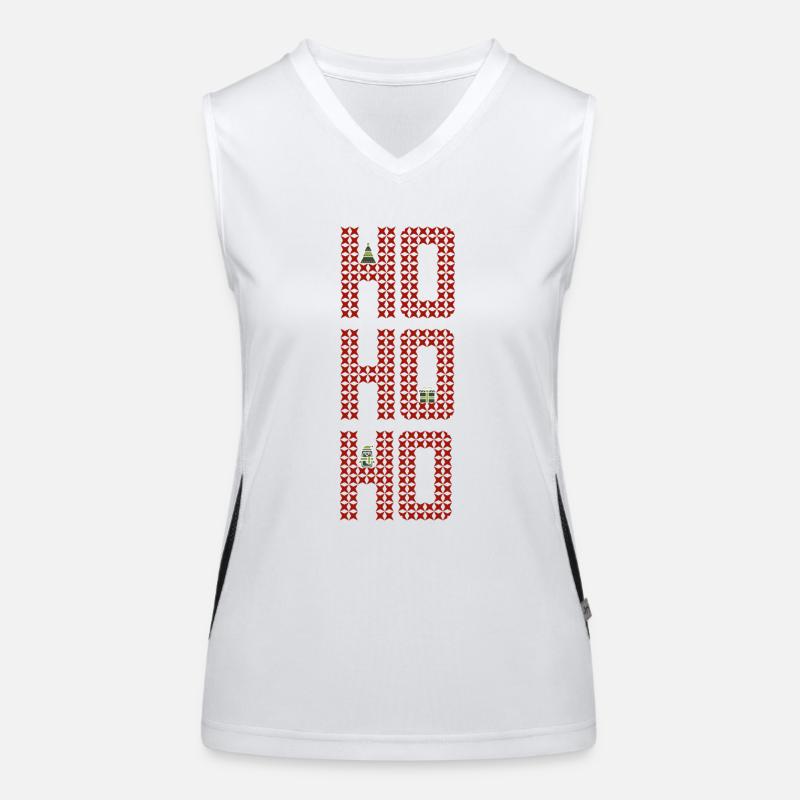 HoHoHo Stickmotiv Pinguin Weihnachtsbaum Geschenk Funktionelles Kontrast-Tank Top für Frauen