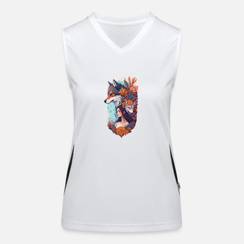 shewolfdaughter Wolf Wölfe Blumen Funktionelles Kontrast-Tank Top für Frauen
