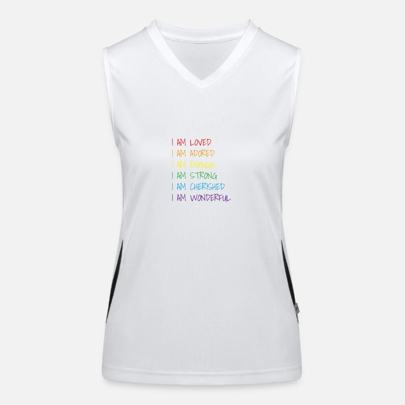 Je suis aimée, adorée, assez, forte Pride LGBTQ Débardeur respirant contrasté Femme