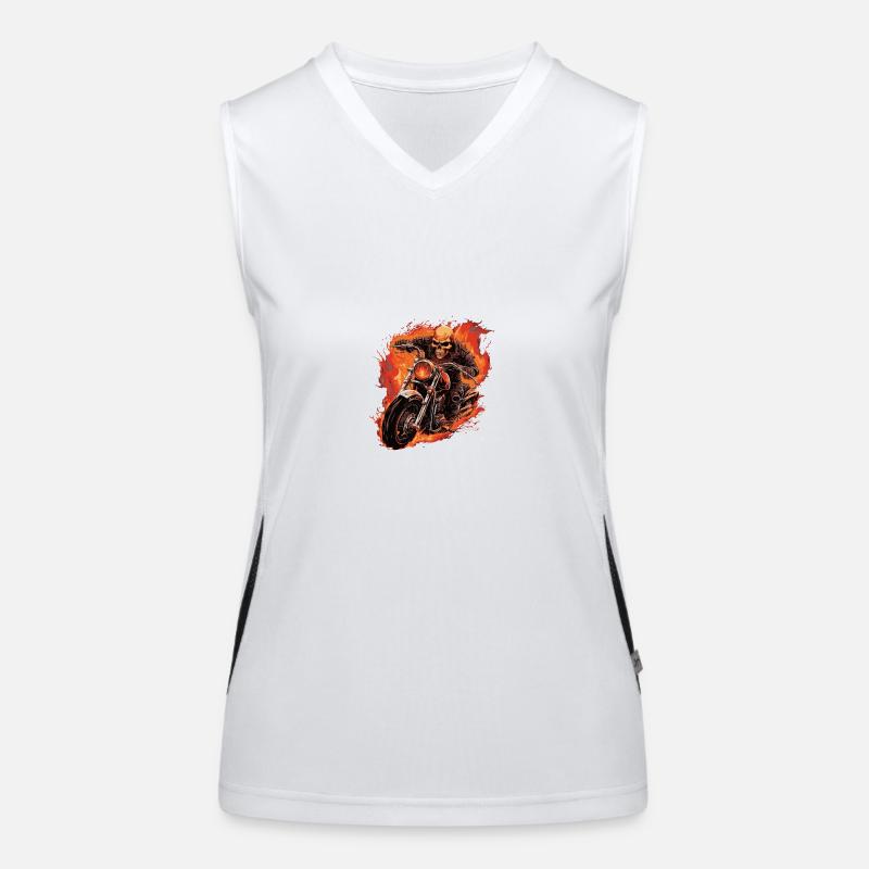 Skeleton Motorcycle Biker Halloween Women's Functional Contrast Tank Top