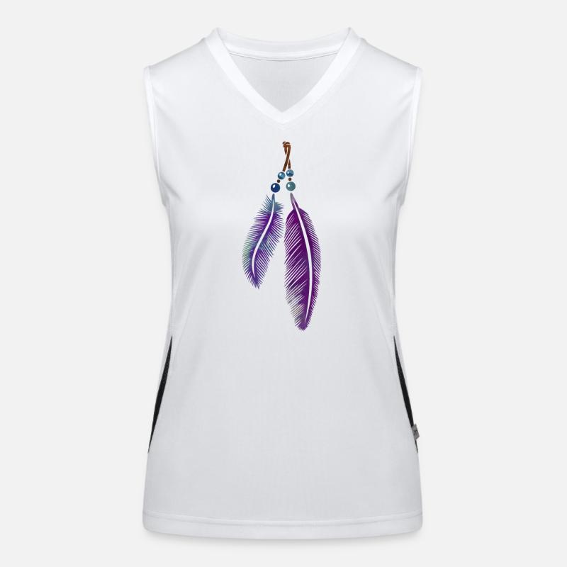 Federn mit Perlen für Boho Fans Funktionelles Kontrast-Tank Top für Frauen