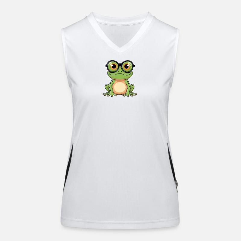 Frosch mit Brille Funktionelles Kontrast-Tank Top für Frauen