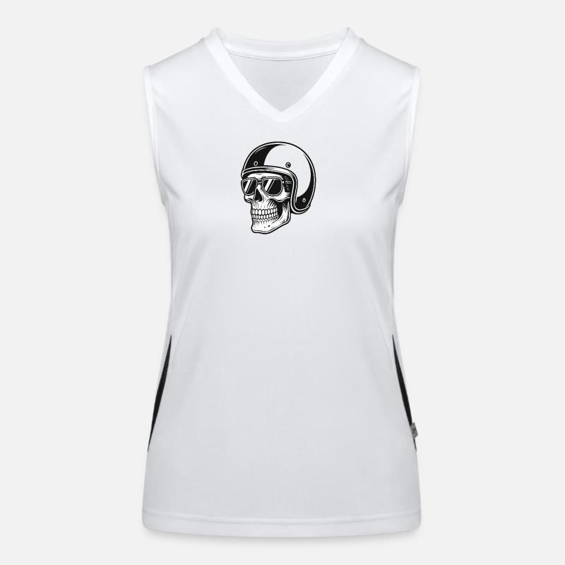 Skeleton biker with helmet image Women's Functional Contrast Tank Top