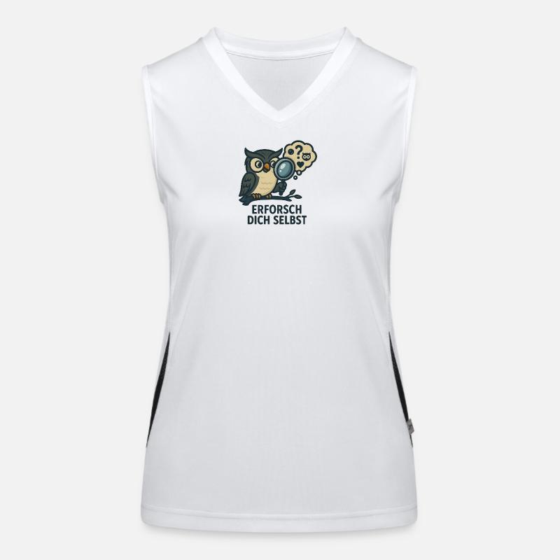 Erforsch dich selbst – Eulen-Motiv Funktionelles Kontrast-Tank Top für Frauen