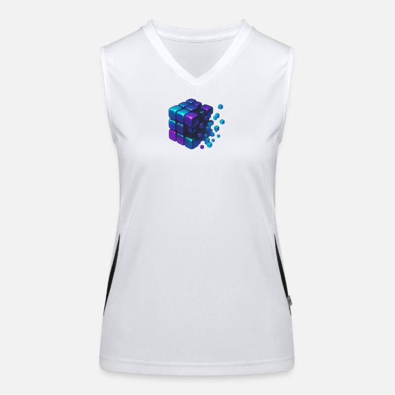 Digital Cube Explosion Funktionelles Kontrast-Tank Top für Frauen