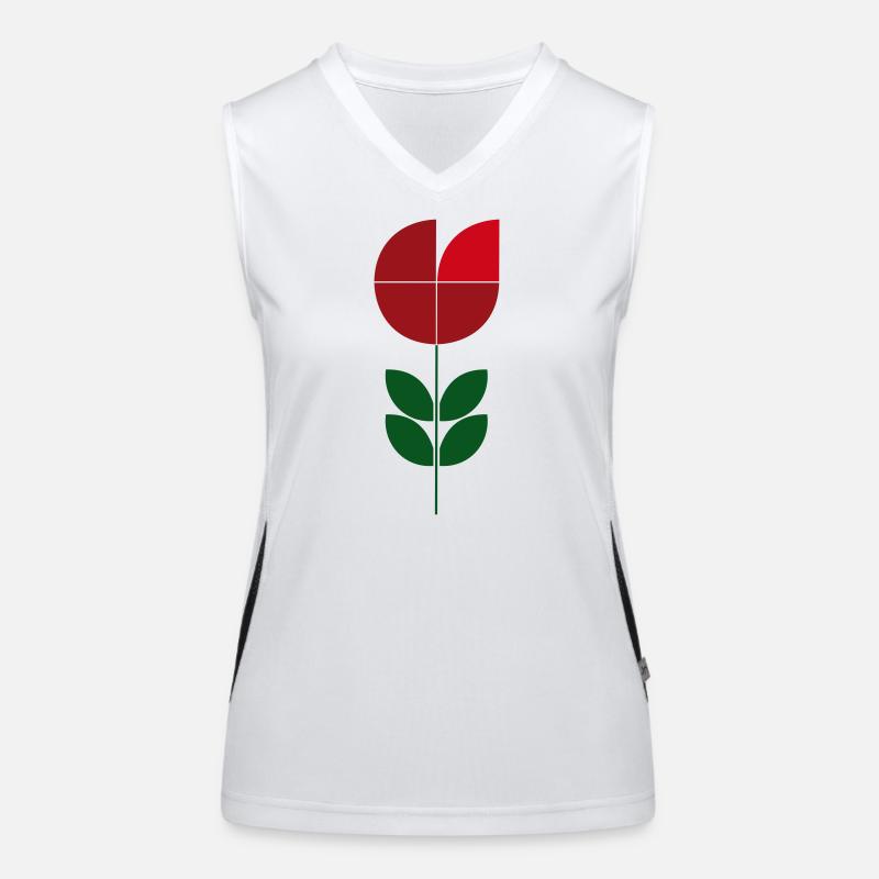 Fleur Minimaliste Rouge Vert Débardeur respirant contrasté Femme