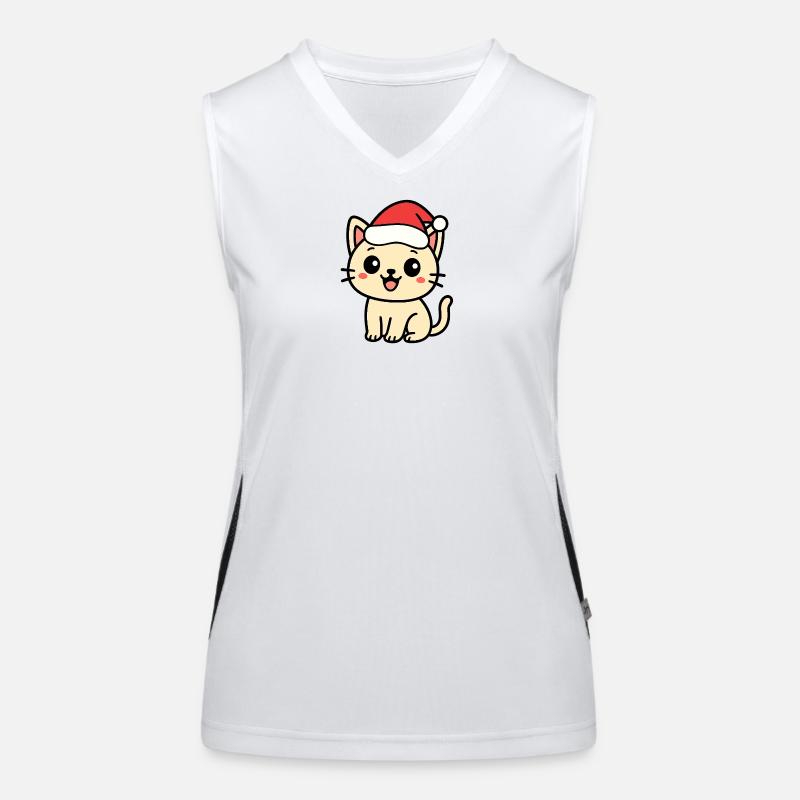 Chat Père Noël : Chat de Noël mignon Débardeur respirant contrasté Femme