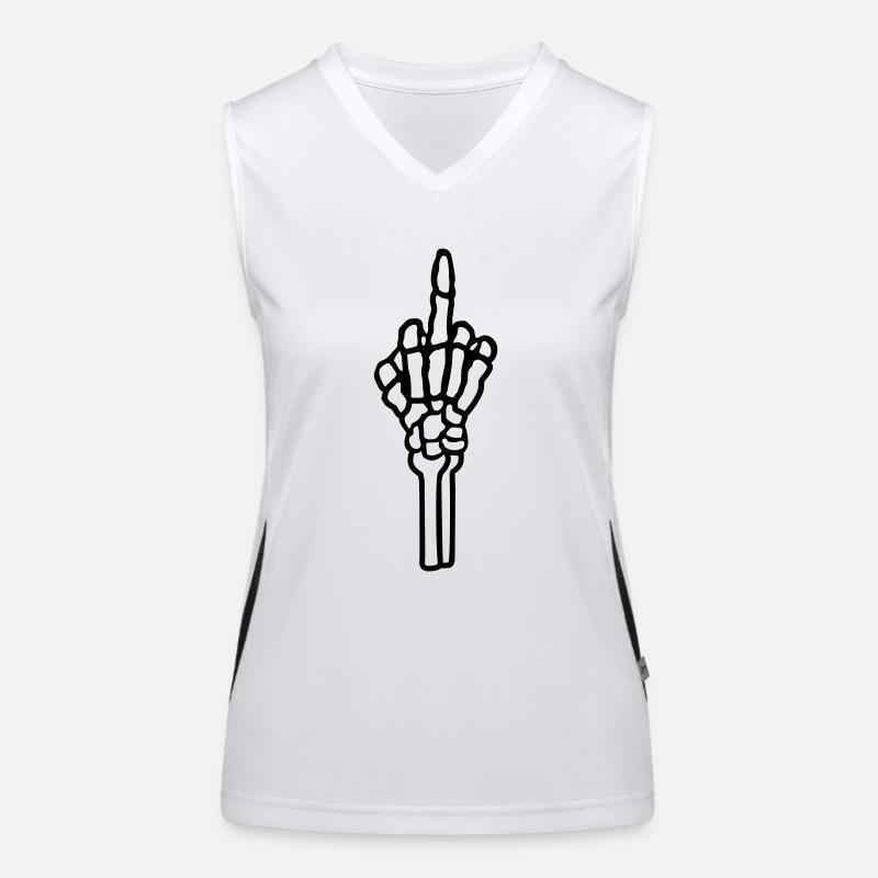 Knochen fuck you Mittelfinger Funktionelles Kontrast-Tank Top für Frauen
