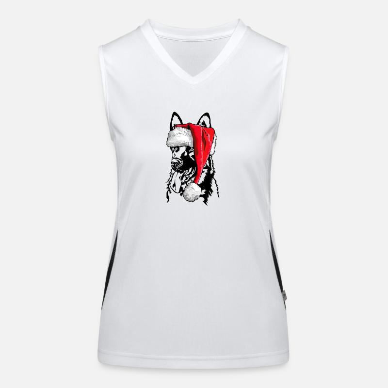 Santa German Shepherd Christmas Wilsigns Women's Functional Contrast Tank Top