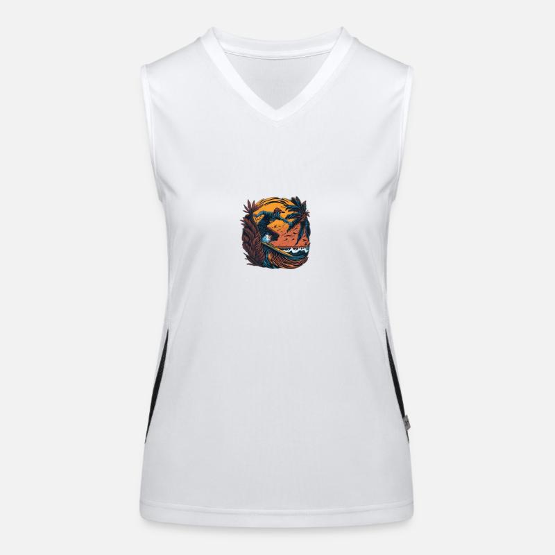 Palmen Strand Surfer Funktionelles Kontrast-Tank Top für Frauen
