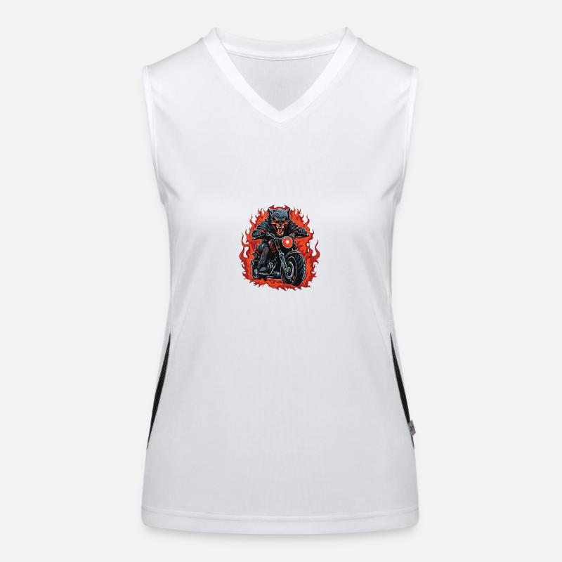 Motorcycle Wolf Biker Women's Functional Contrast Tank Top