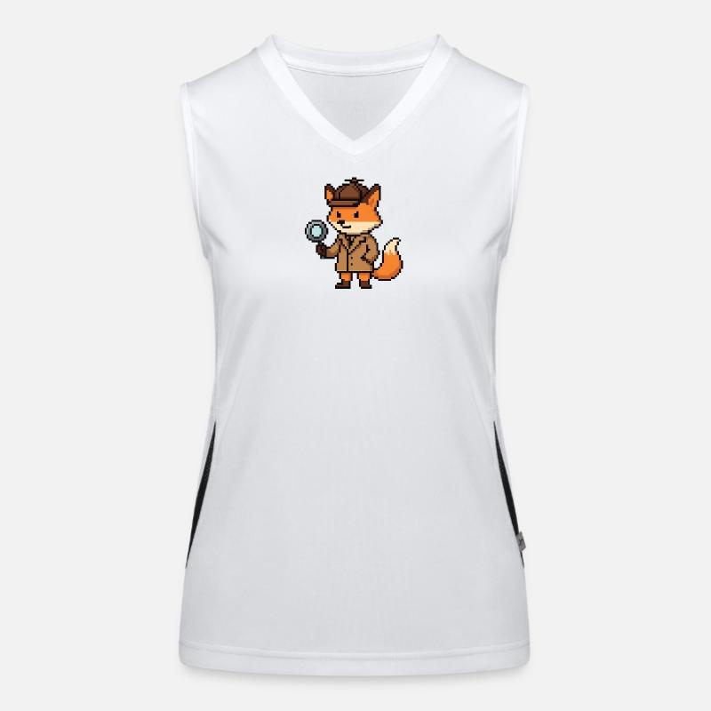 Pixel Detective Fox Design Women's Functional Contrast Tank Top